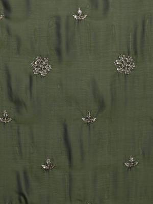 Green embroidered sarees with blouse piece 5