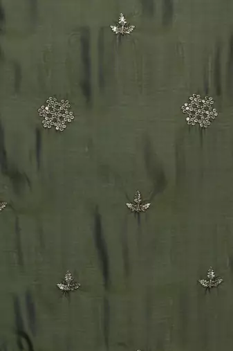 Green embroidered sarees with blouse piece