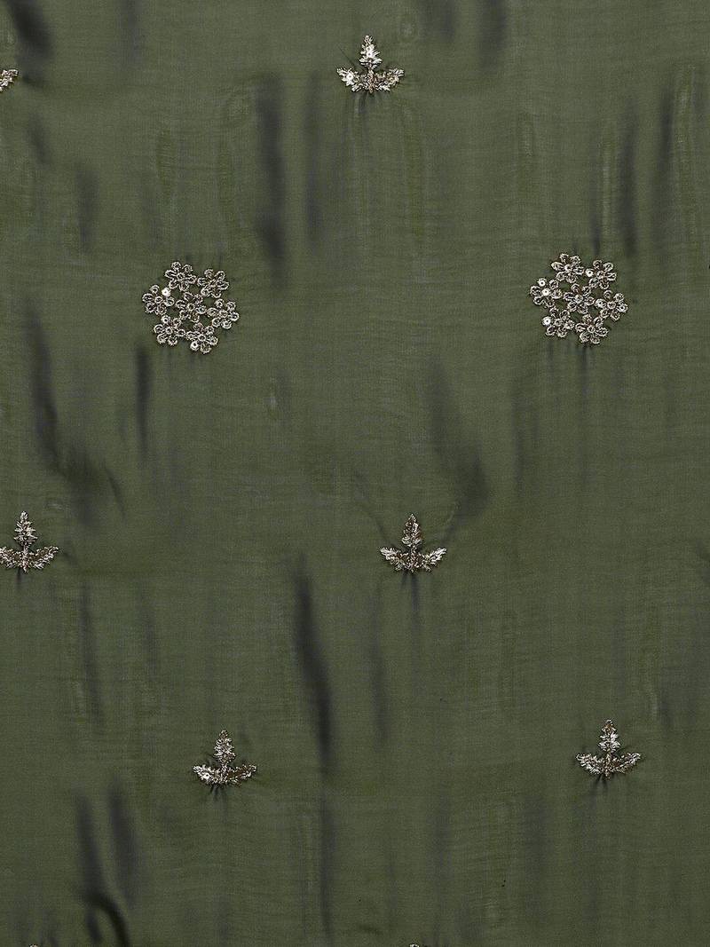 Green embroidered sarees with blouse piece