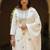 Off white embroidered pure cotton kurta trouser dupatta set