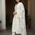 Off white embroidered pure cotton kurta trouser dupatta set