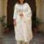 Off white embroidered pure cotton kurta trouser dupatta set