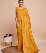 Yellow woven design embellished zari art silk kanjivaram saree