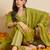 Green printed pure cotton kurta trouser dupatta set