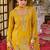 Yellow embroidered chinon kurta trouser dupatta set