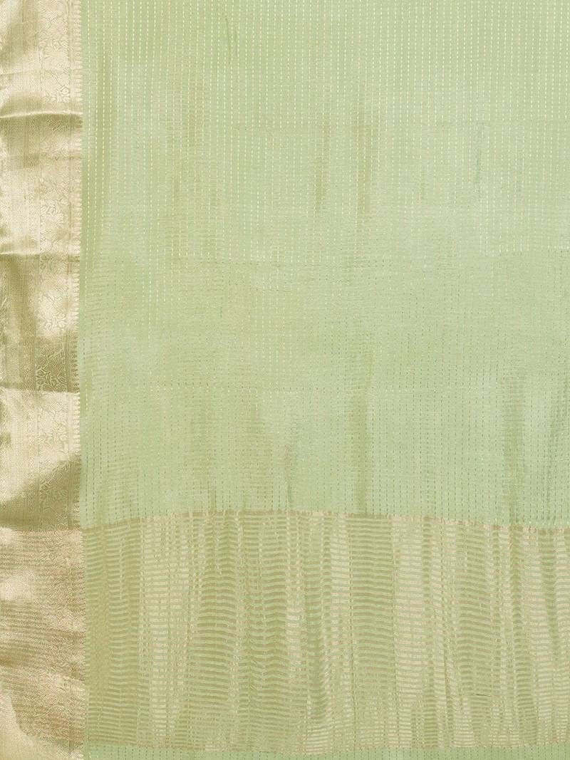 Green ethnic woven design zari saree