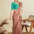 Brown striped woven design banarasi saree with unstitched blouse