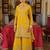 Yellow embroidered chinon kurta trouser dupatta set