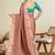 Brown striped woven design banarasi saree with unstitched blouse