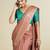 Brown striped woven design banarasi saree with unstitched blouse