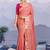 Peach ethnic woven design banarasi saree with matching blouse piece