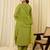 Green embroidered silk blend kurta trouser dupatta set