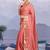Peach ethnic woven design banarasi saree with matching blouse piece