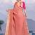 Peach ethnic woven design banarasi saree with matching blouse piece