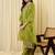 Green embroidered silk blend kurta trouser dupatta set