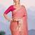 Peach ethnic woven design banarasi saree with matching blouse piece
