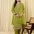 Green embroidered silk blend kurta trouser dupatta set