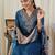 Blue embroidered viscose rayon kurta trouser dupatta set