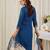 Blue embroidered viscose rayon kurta trouser dupatta set
