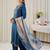 Blue embroidered viscose rayon kurta trouser dupatta set
