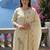 Beige embroidered pure cotton kurta trouser dupatta set