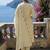 Beige embroidered pure cotton kurta trouser dupatta set