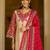 Cream embroidered silk blend kurta trouser dupatta set