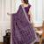 Purple panetar bandhani printed with embroidered saree with unstitched blouse