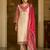 Cream embroidered silk blend kurta trouser dupatta set