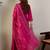Pink embroidered pure cotton kurta trouser dupatta set