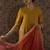 Yellow embroidered silk blend kurta trouser dupatta set
