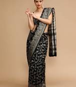 Black woven design zari banarasi saree