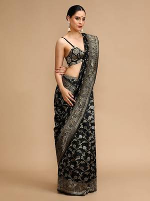 Black woven design zari banarasi saree 2