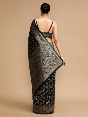 Black woven design zari banarasi saree 4