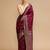 Maroon woven design banarasi saree with unstitched blouse