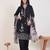 Black embroidered pure cotton kurta trouser dupatta set