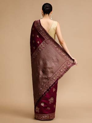 Maroon woven design banarasi saree 4