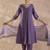 Purple solid silk blend kurta trouser dupatta set