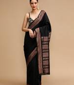 Black woven design banarasi saree with unstitched blouse