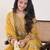 Yellow embroidered organza kurta trouser dupatta set