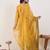 Yellow embroidered organza kurta trouser dupatta set