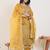 Yellow embroidered organza kurta trouser dupatta set