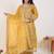 Yellow embroidered organza kurta trouser dupatta set