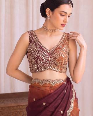 Multicolor ombre mirror work tissue designer saree 5