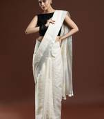 Cream woven design bhagalpuri sarees with blouse piece