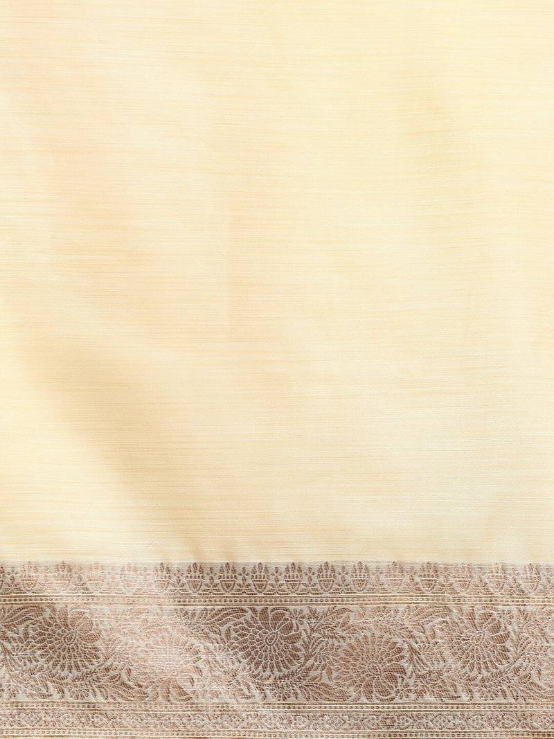 Cream woven design bhagalpuri sarees with blouse piece