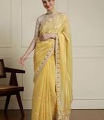 Yellow zari saree with blouse