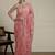 Pink floral motif embroidered beads and stones saree