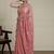 Pink floral motif embroidered beads and stones saree