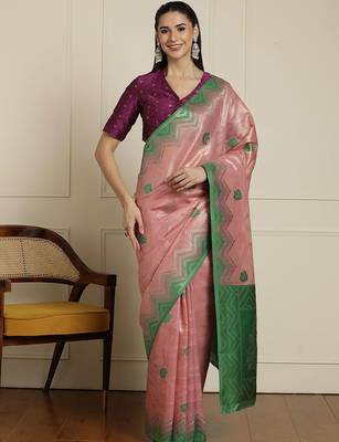 Pink woven design paithani saree 1